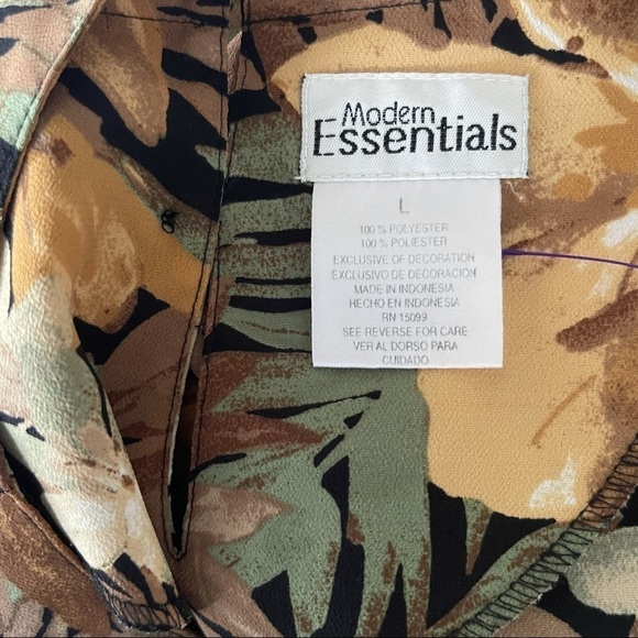 VINTAGE MODERN ESSENTIALS Floral Short Sleeve Tropical Print Top Size Large - Picture 3 of 4